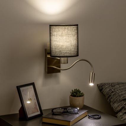 Brilagi - LED Pielāgojama sienas lampa NUBILA 1xE27/25W/230V + LED/3W matēts hroms/melna