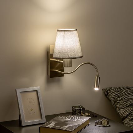 Brilagi - LED Pielāgojama sienas lampa NUBILA 1xE27/25W/230V + LED/3W matēts hroms/pelēka