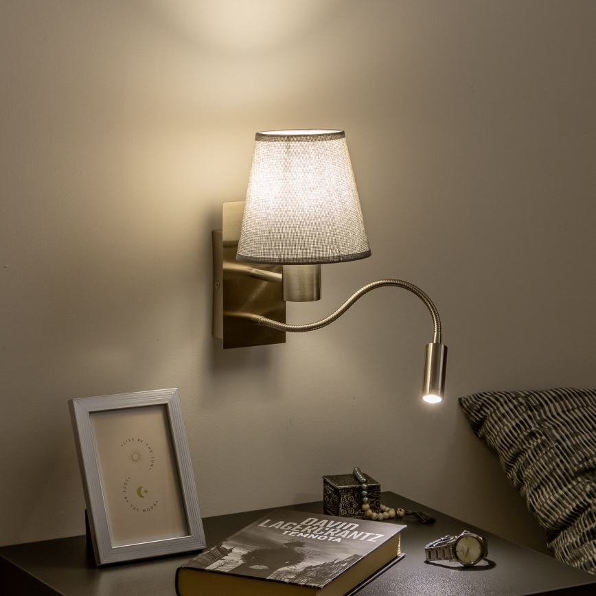 Brilagi - LED Pielāgojama sienas lampa NUBILA 1xE27/25W/230V + LED/3W matēts hroms/pelēka