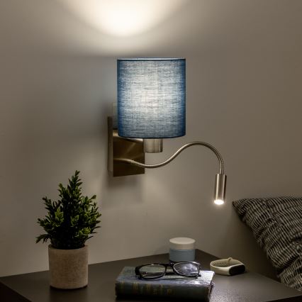 Brilagi - LED Pielāgojama sienas lampa NUBILA 1xE27/25W/230V + LED/3W matēts hroms/tumši zila
