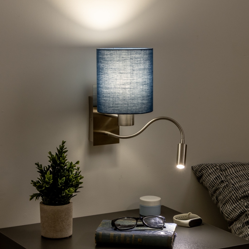 Brilagi - LED Pielāgojama sienas lampa NUBILA 1xE27/25W/230V + LED/3W matēts hroms/tumši zila