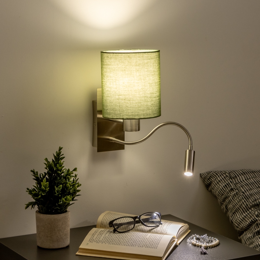 Brilagi - LED Pielāgojama sienas lampa NUBILA 1xE27/25W/230V + LED/3W matēts hroms/zaļa