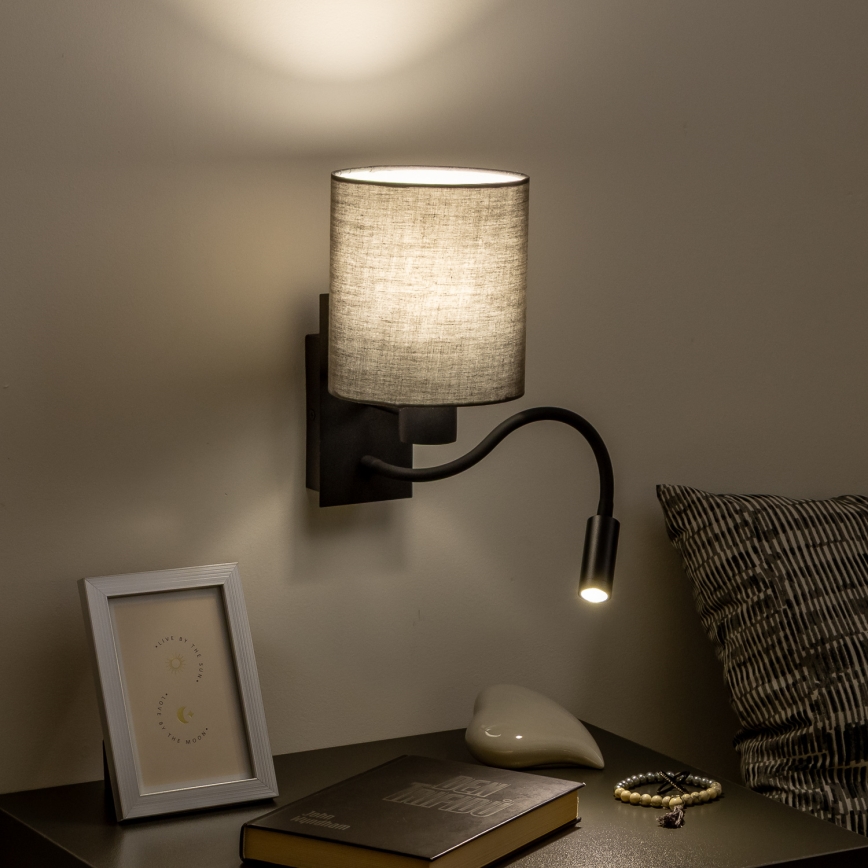 Brilagi - LED Pielāgojama sienas lampa NUBILA 1xE27/25W/230V + LED/3W melna/antracīta