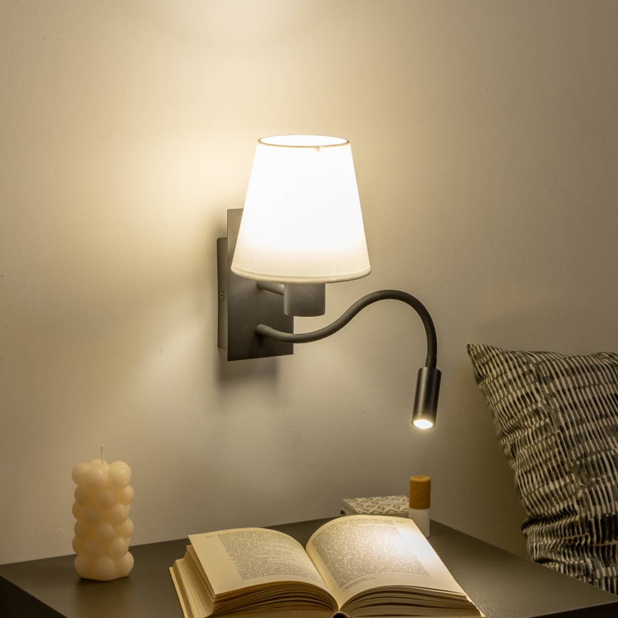 Brilagi - LED Pielāgojama sienas lampa NUBILA 1xE27/25W/230V + LED/3W melna/balta