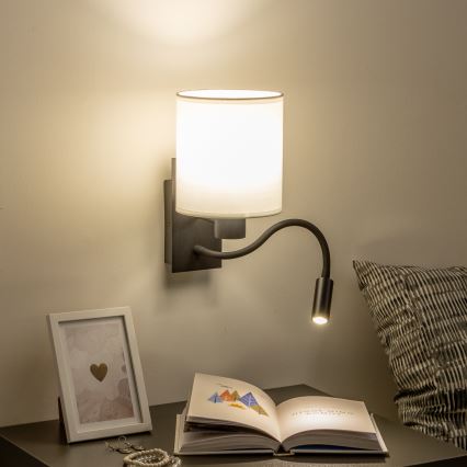 Brilagi - LED Pielāgojama sienas lampa NUBILA 1xE27/25W/230V + LED/3W melna/balta