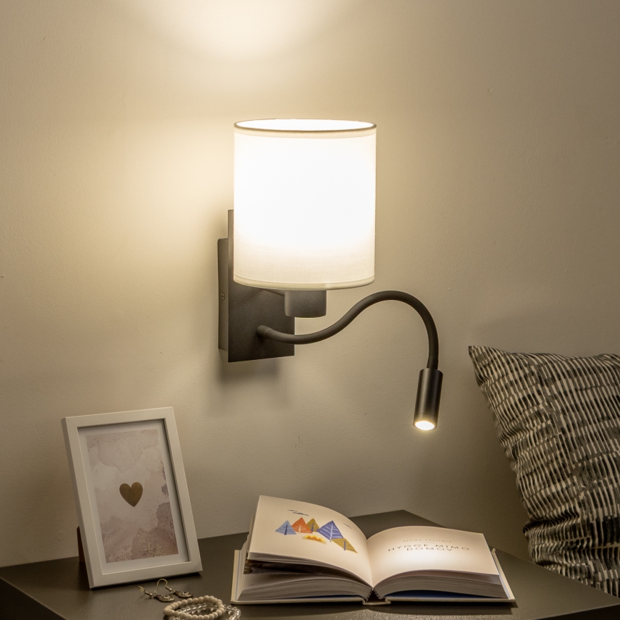 Brilagi - LED Pielāgojama sienas lampa NUBILA 1xE27/25W/230V + LED/3W melna/balta