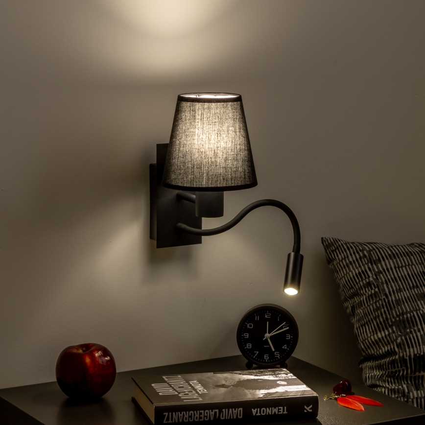 Brilagi - LED Pielāgojama sienas lampa NUBILA 1xE27/25W/230V + LED/3W melna