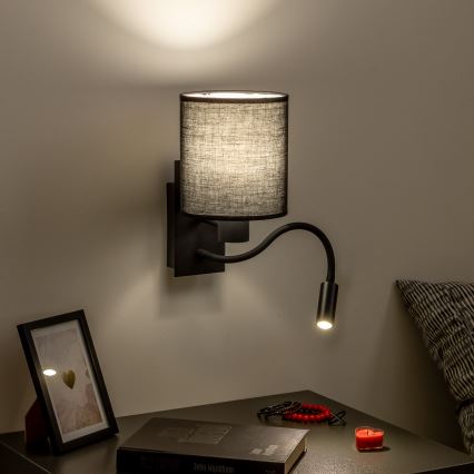 Brilagi - LED Pielāgojama sienas lampa NUBILA 1xE27/25W/230V + LED/3W melna