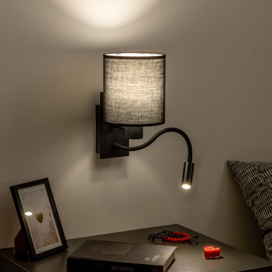 Brilagi - LED Pielāgojama sienas lampa NUBILA 1xE27/25W/230V + LED/3W melna