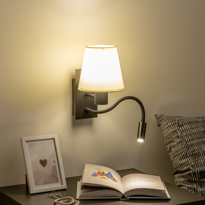 Brilagi - LED Pielāgojama sienas lampa NUBILA 1xE27/25W/230V + LED/3W melna/krēmkrāsa