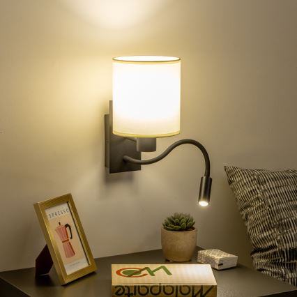 Brilagi - LED Pielāgojama sienas lampa NUBILA 1xE27/25W/230V + LED/3W melna/krēmkrāsa