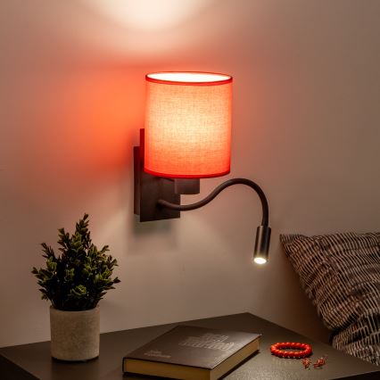 Brilagi - LED Pielāgojama sienas lampa NUBILA 1xE27/25W/230V + LED/3W melna/sarkana