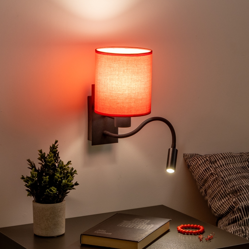 Brilagi - LED Pielāgojama sienas lampa NUBILA 1xE27/25W/230V + LED/3W melna/sarkana