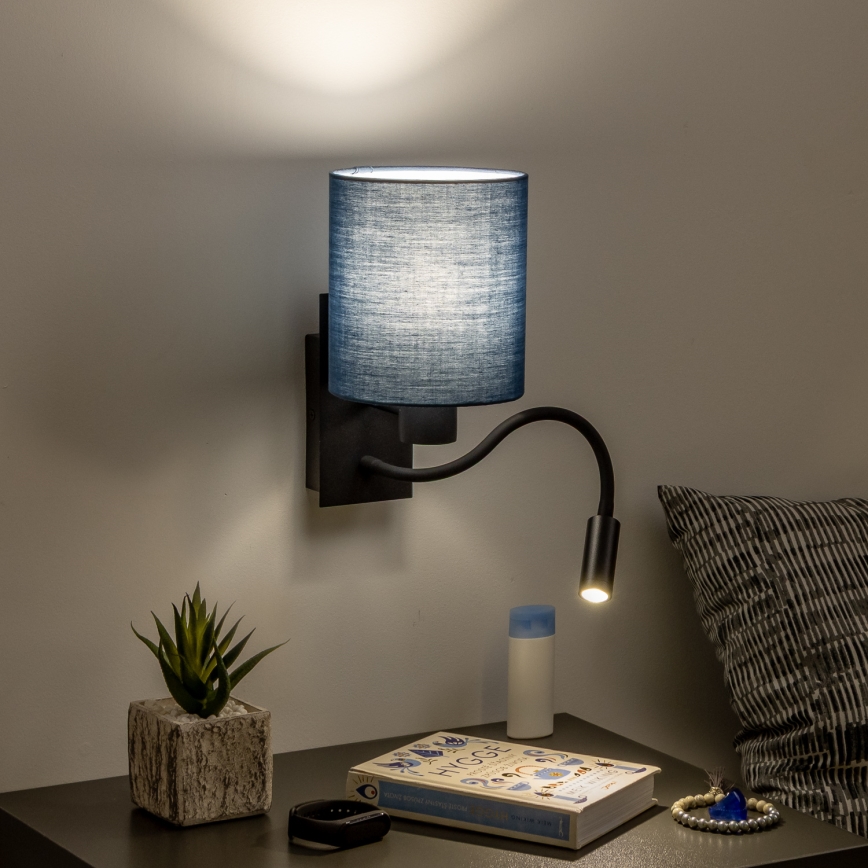 Brilagi - LED Pielāgojama sienas lampa NUBILA 1xE27/25W/230V + LED/3W melna/tumši zila