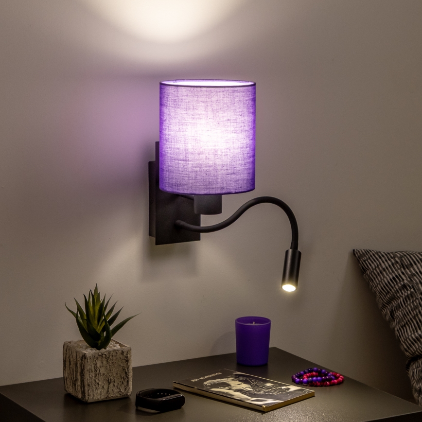 Brilagi - LED Pielāgojama sienas lampa NUBILA 1xE27/25W/230V + LED/3W melna/violeta