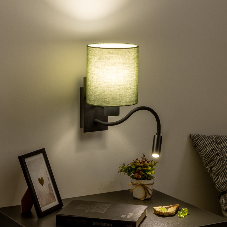 Brilagi - LED Pielāgojama sienas lampa NUBILA 1xE27/25W/230V + LED/3W melna/zaļa
