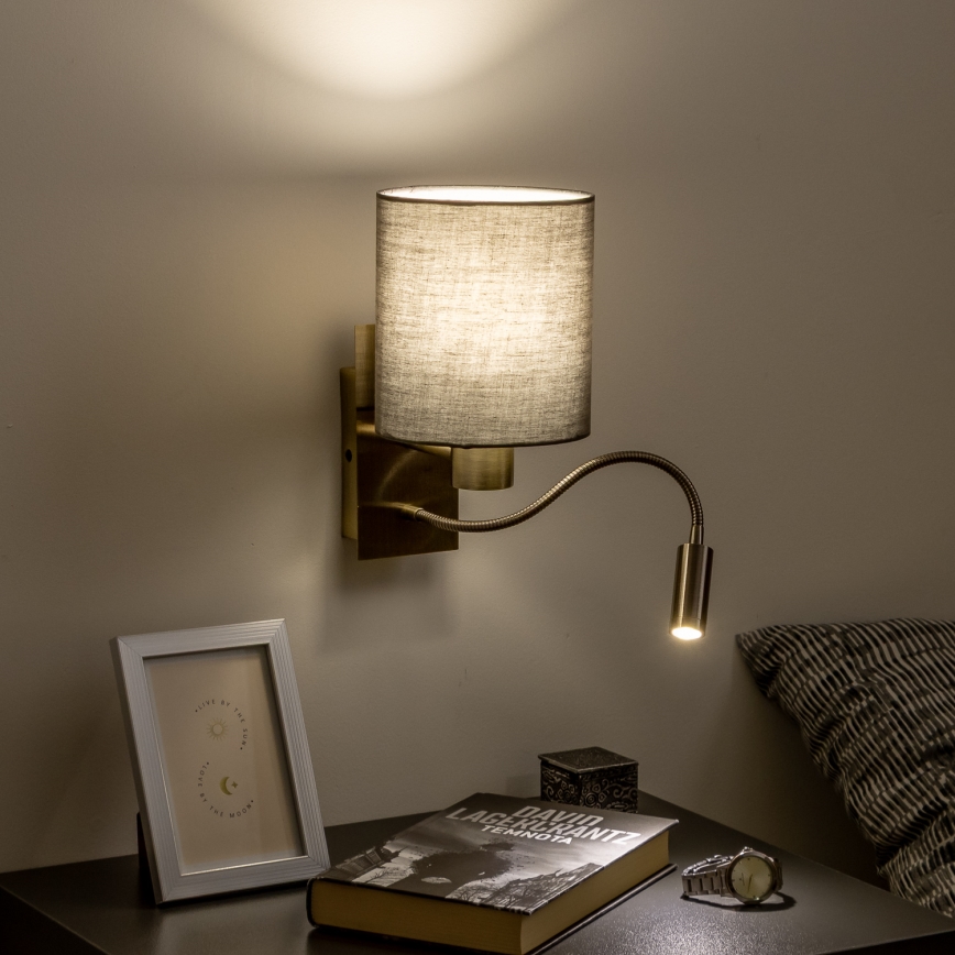Brilagi - LED Pielāgojama sienas lampa NUBILA 1xE27/25W/230V + LED/3W misiņš/antracīta