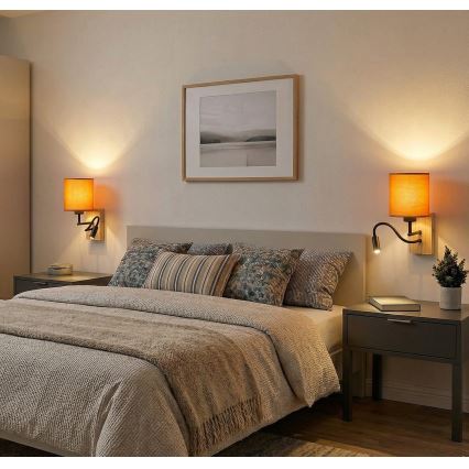 Brilagi - LED lokana sienas lampa NUBILA WOOD 1xE27/25W/230V + LED/3W ozols/melna/gaiši pelēka