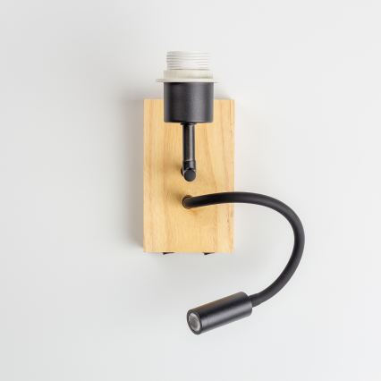 Brilagi - LED lokana sienas lampa NUBILA WOOD 1xE27/25W/230V + LED/3W ozols/melna/gaiši pelēka