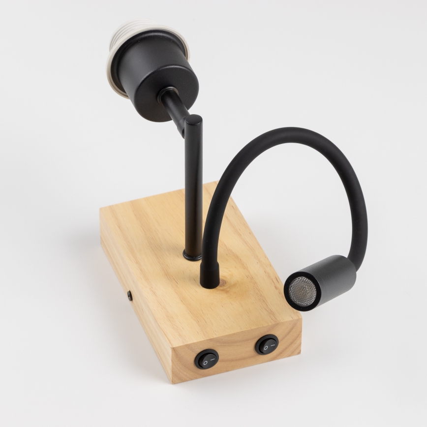 Brilagi - LED lokana sienas lampa NUBILA WOOD 1xE27/25W/230V + LED/3W ozols/melna/gaiši pelēka