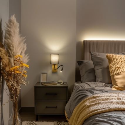 Brilagi - LED Pielāgojama sienas lampa NUBILA WOOD 1xE27/25W/230V + LED/3W ozols/antracīta