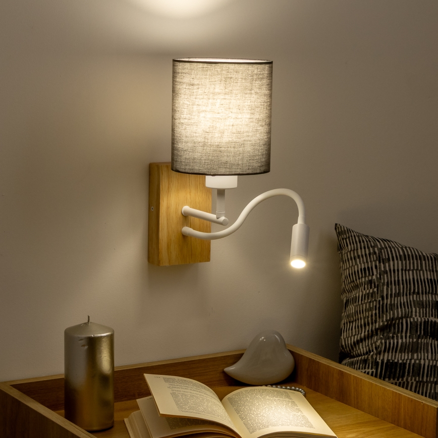 Brilagi - LED Pielāgojama sienas lampa NUBILA WOOD 1xE27/25W/230V + LED/3W ozols/antracīta
