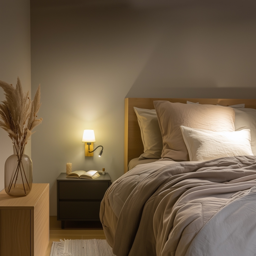 Brilagi - LED Pielāgojama sienas lampa NUBILA WOOD 1xE27/25W/230V + LED/3W ozols/balta