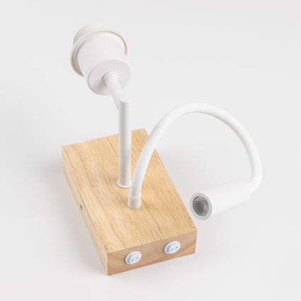 Brilagi - LED elastīga sienas lampa NUBILA WOOD 1xE27/25W/230V + LED/3W ozols/balts/oranžs