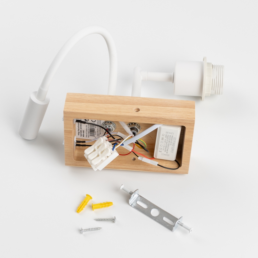 Brilagi - LED elastīga sienas lampa NUBILA WOOD 1xE27/25W/230V + LED/3W ozols/balts/oranžs