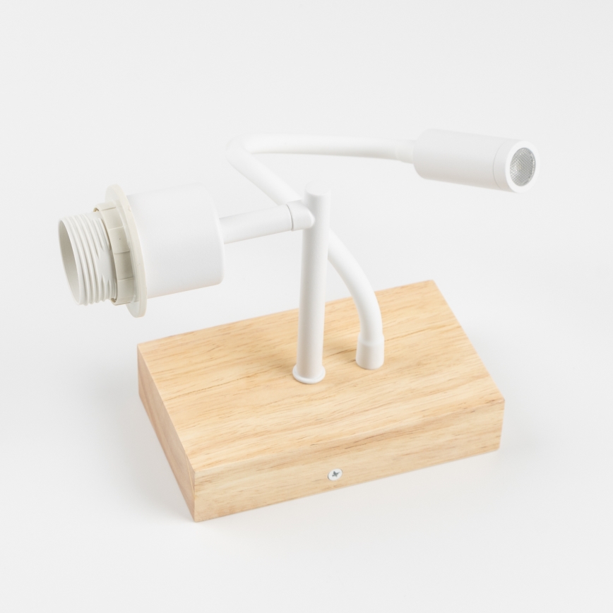 Brilagi - elastīga LED sienas lampa NUBILA WOOD 1xE27/25W/230V + LED/3W ozols/balta/dzeltena