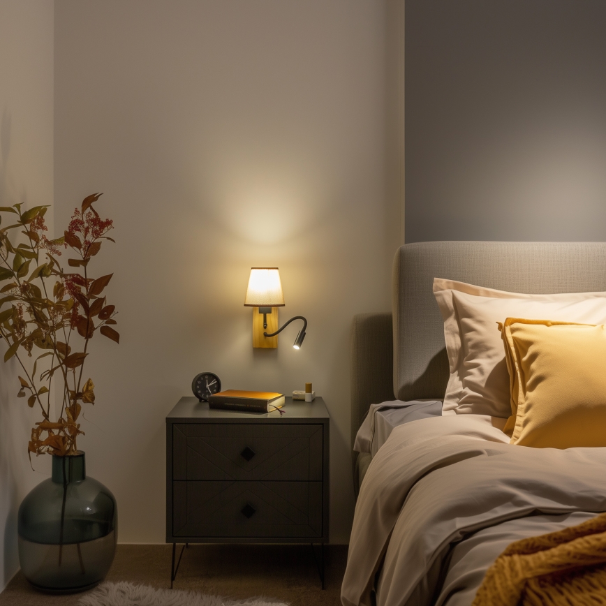 Brilagi - LED Pielāgojama sienas lampa NUBILA WOOD 1xE27/25W/230V + LED/3W ozols/brūna