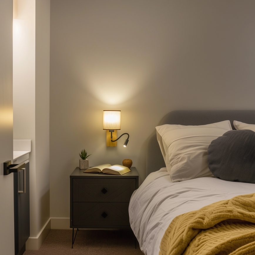 Brilagi - LED Pielāgojama sienas lampa NUBILA WOOD 1xE27/25W/230V + LED/3W ozols/brūna
