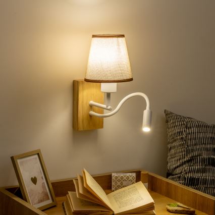Brilagi - LED Pielāgojama sienas lampa NUBILA WOOD 1xE27/25W/230V + LED/3W ozols/brūna