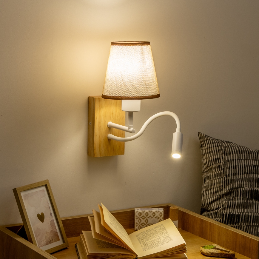 Brilagi - LED Pielāgojama sienas lampa NUBILA WOOD 1xE27/25W/230V + LED/3W ozols/brūna