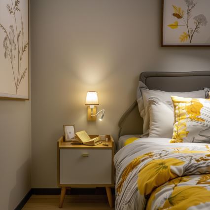 Brilagi - LED Pielāgojama sienas lampa NUBILA WOOD 1xE27/25W/230V + LED/3W ozols/brūna