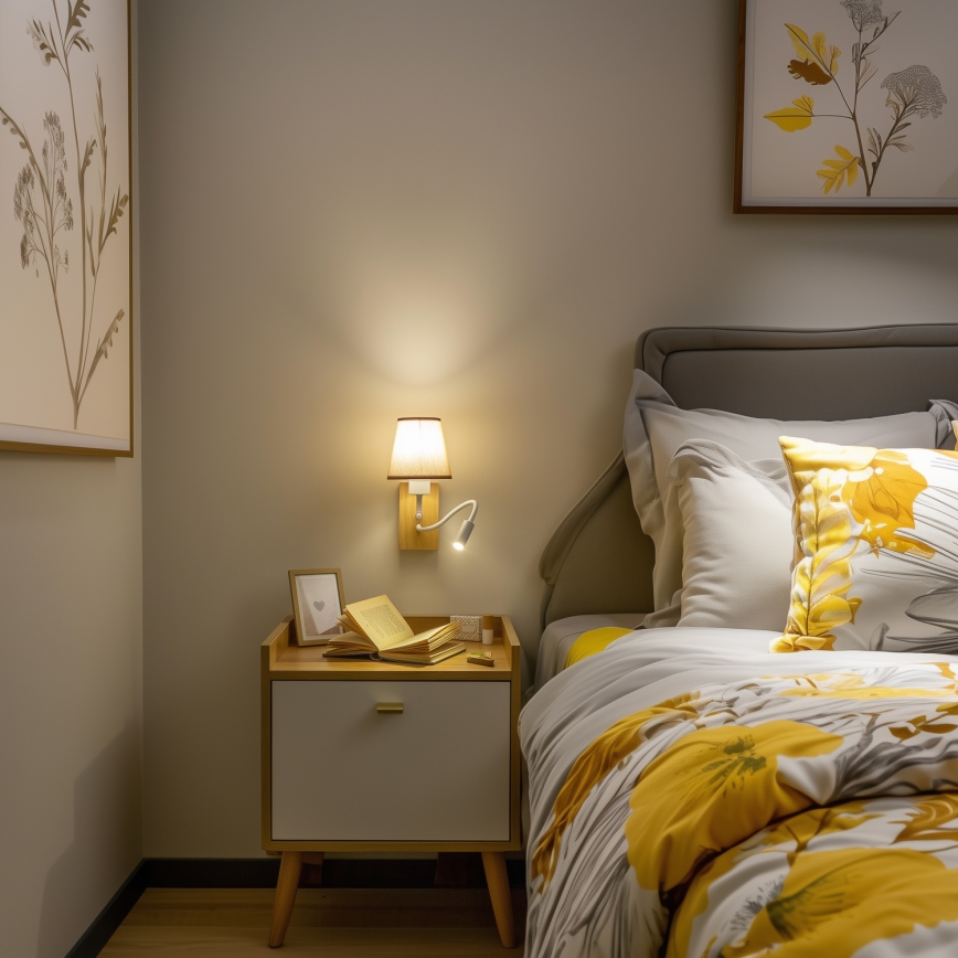 Brilagi - LED Pielāgojama sienas lampa NUBILA WOOD 1xE27/25W/230V + LED/3W ozols/brūna