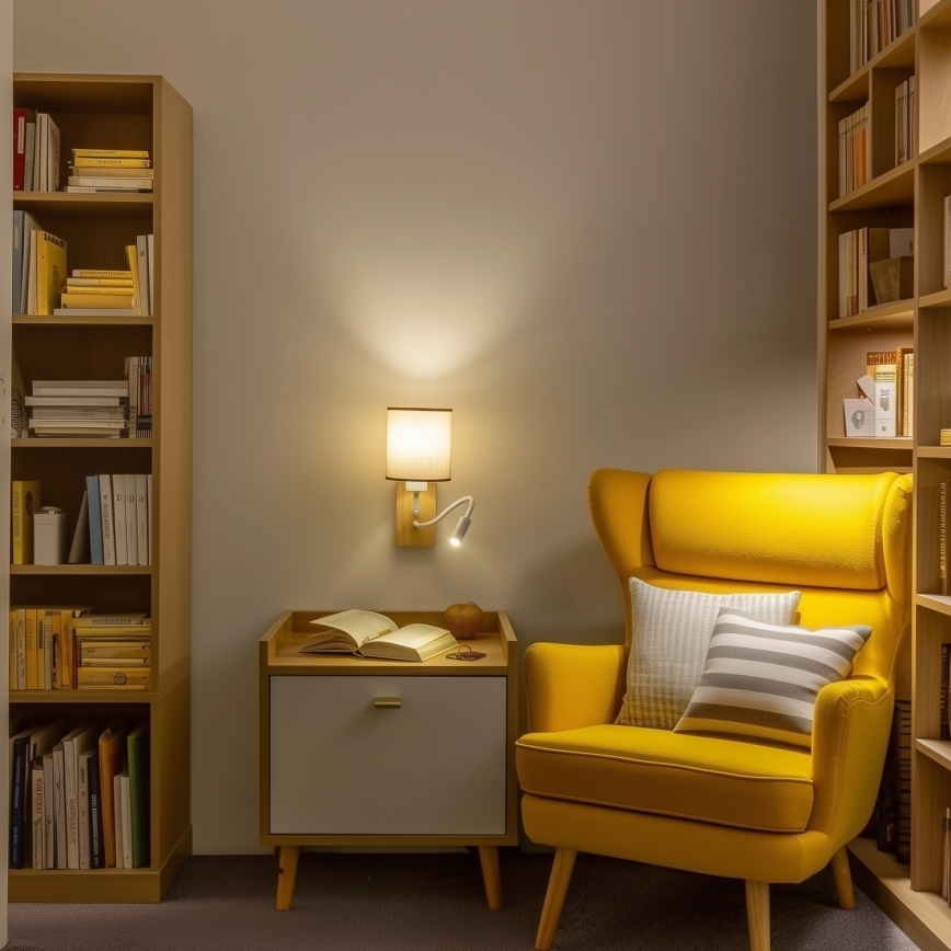 Brilagi - LED Pielāgojama sienas lampa NUBILA WOOD 1xE27/25W/230V + LED/3W ozols/brūna