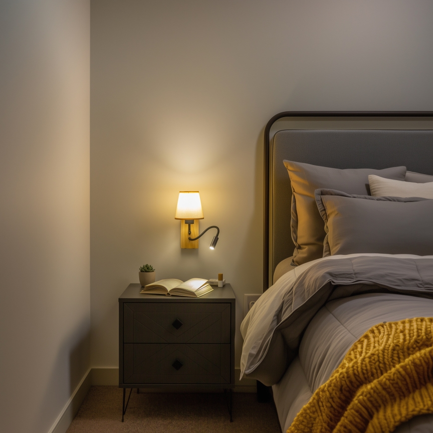 Brilagi - LED Pielāgojama sienas lampa NUBILA WOOD 1xE27/25W/230V + LED/3W ozols/gaiši brūna