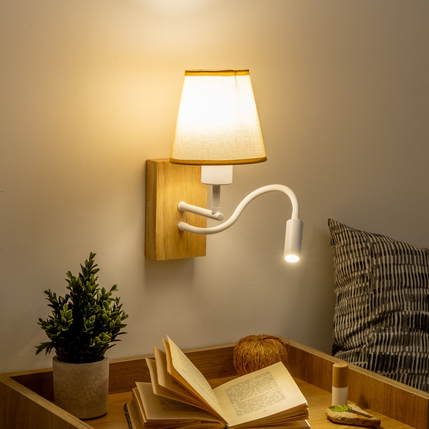 Brilagi - LED Pielāgojama sienas lampa NUBILA WOOD 1xE27/25W/230V + LED/3W ozols/gaiši brūna