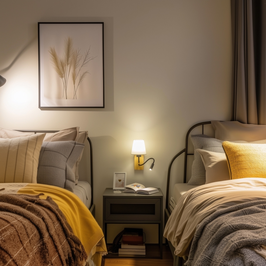 Brilagi - LED Pielāgojama sienas lampa NUBILA WOOD 1xE27/25W/230V + LED/3W ozols/krēmkrāsa