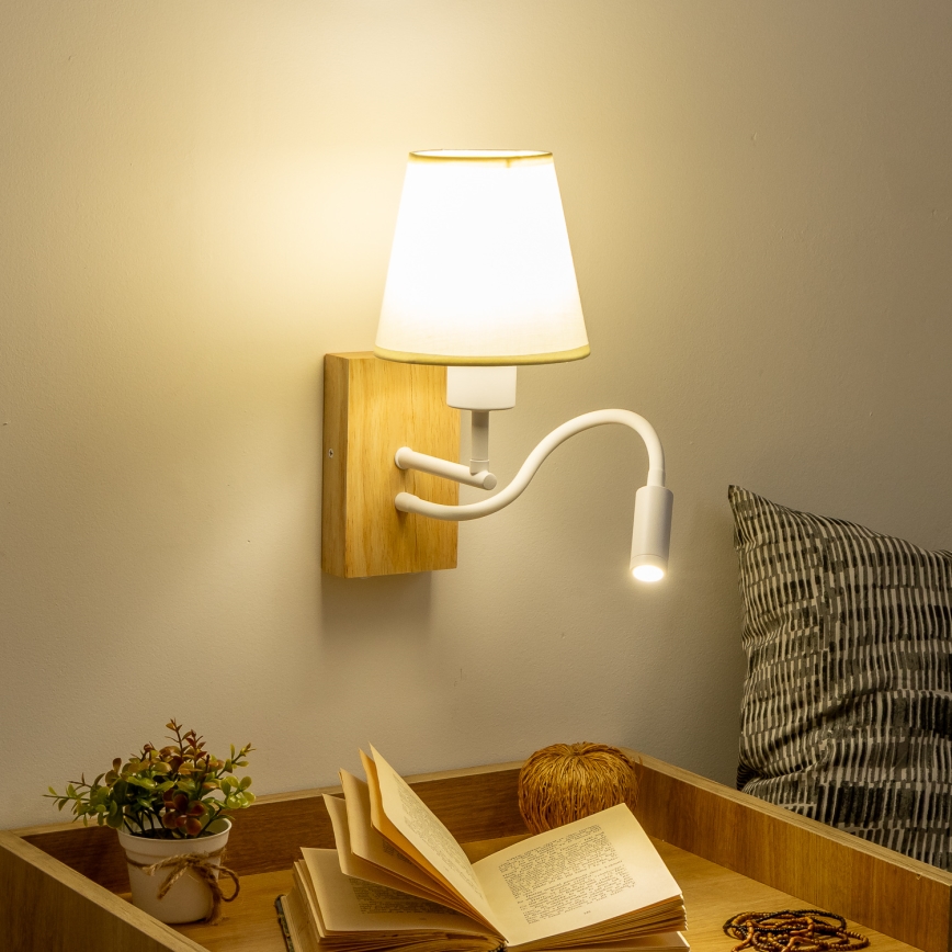 Brilagi - LED Pielāgojama sienas lampa NUBILA WOOD 1xE27/25W/230V + LED/3W ozols/krēmkrāsa