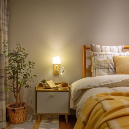 Brilagi - LED Pielāgojama sienas lampa NUBILA WOOD 1xE27/25W/230V + LED/3W ozols/krēmkrāsa