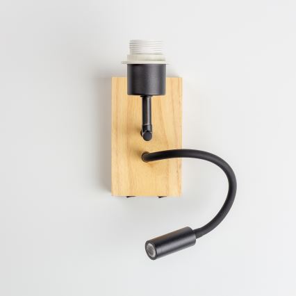 Brilagi - LED lokana sienas lampa NUBILA WOOD 1xE27/25W/230V + LED/3W ozolkoka/melna/dzeltena