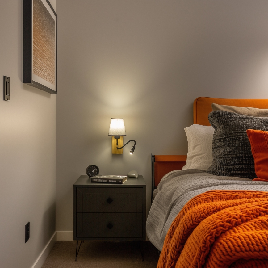 Brilagi - LED Pielāgojama sienas lampa NUBILA WOOD 1xE27/25W/230V + LED/3W ozols/pelēka