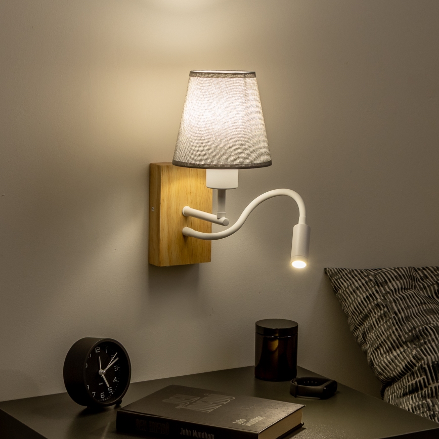 Brilagi - LED Pielāgojama sienas lampa NUBILA WOOD 1xE27/25W/230V + LED/3W ozols/pelēka