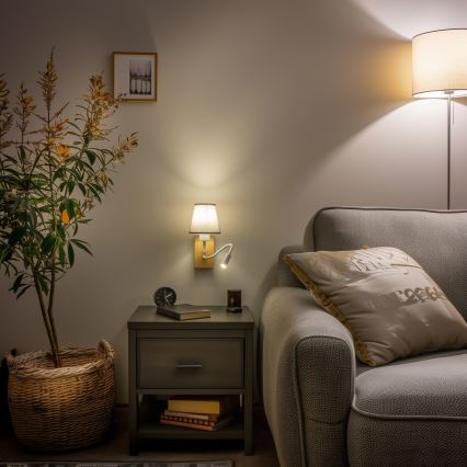 Brilagi - LED Pielāgojama sienas lampa NUBILA WOOD 1xE27/25W/230V + LED/3W ozols/pelēka