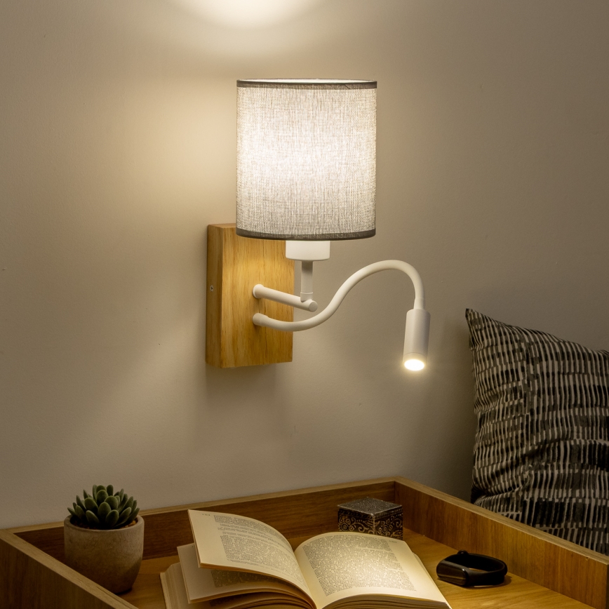 Brilagi - LED Pielāgojama sienas lampa NUBILA WOOD 1xE27/25W/230V + LED/3W ozols/pelēka