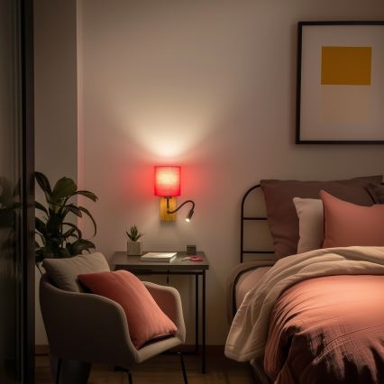 Brilagi - LED Pielāgojama sienas lampa NUBILA WOOD 1xE27/25W/230V + LED/3W ozols/rozā