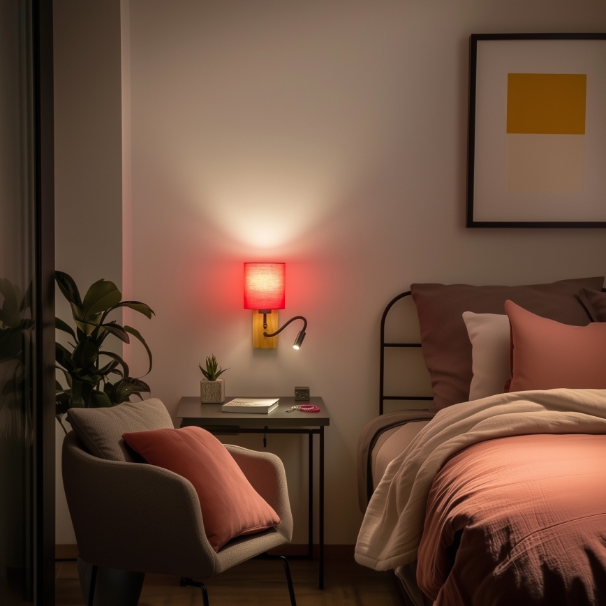 Brilagi - LED Pielāgojama sienas lampa NUBILA WOOD 1xE27/25W/230V + LED/3W ozols/rozā