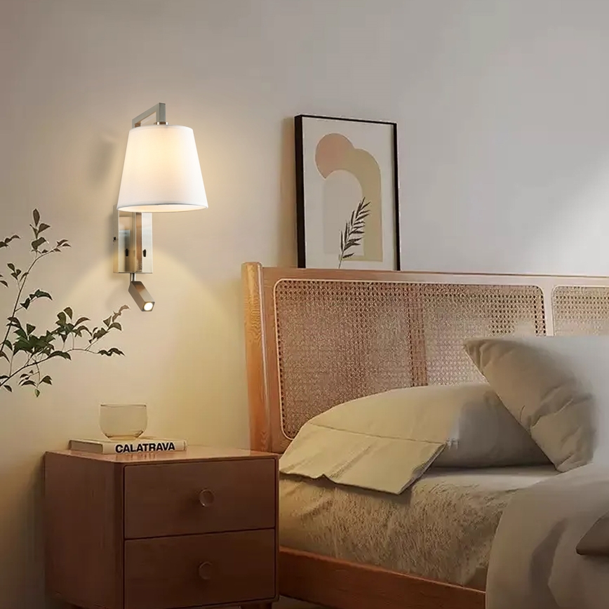 Brilagi - LED Sienas lampa RAYA 1xE14/40W/230V + LED/3W balta/matēts hroms